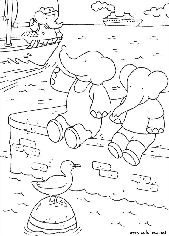 Coloriage de Babar à imprimer