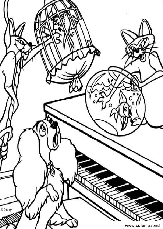 Coloriage de La Belle et le Clochard à imprimer