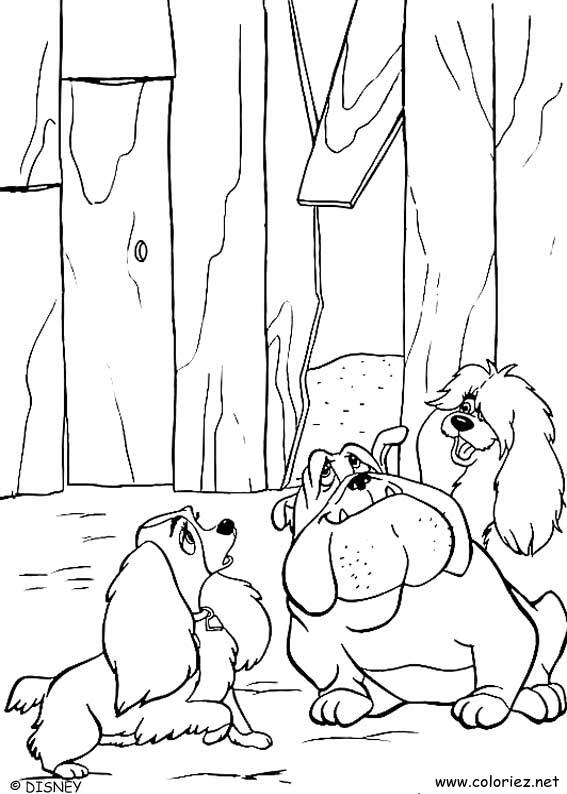 Coloriage de La Belle et le Clochard à imprimer