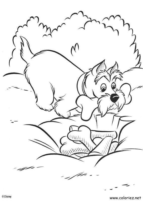 Coloriage de La Belle et le Clochard à imprimer