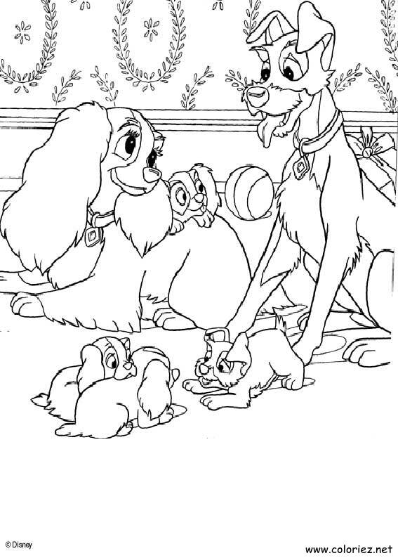 Coloriage de La Belle et le Clochard à imprimer
