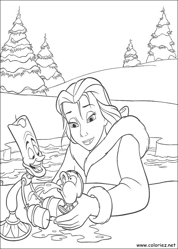 Coloriage de La Belle et la Bête à imprimer