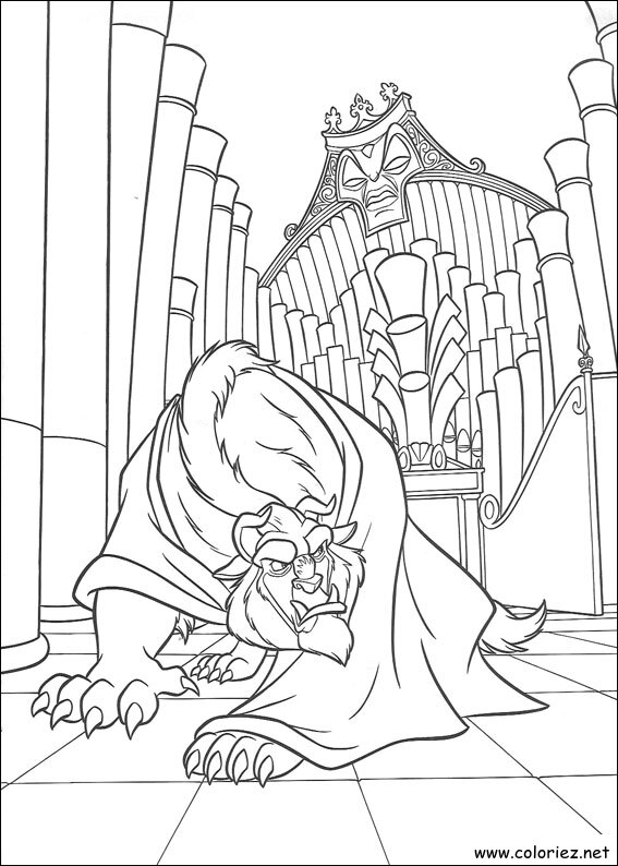 Coloriage de La Belle et la Bête à imprimer