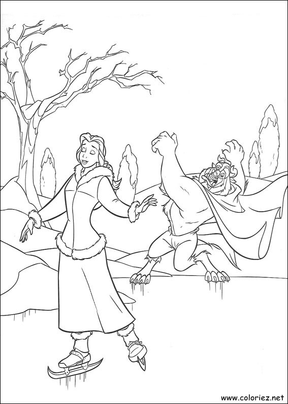 Coloriage de La Belle et la Bête à imprimer