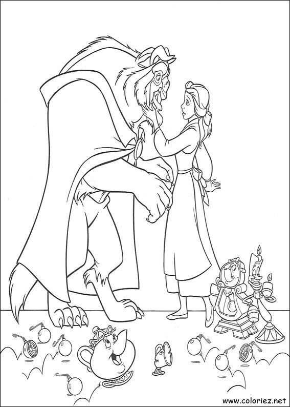 Coloriage de La Belle et la Bête à imprimer