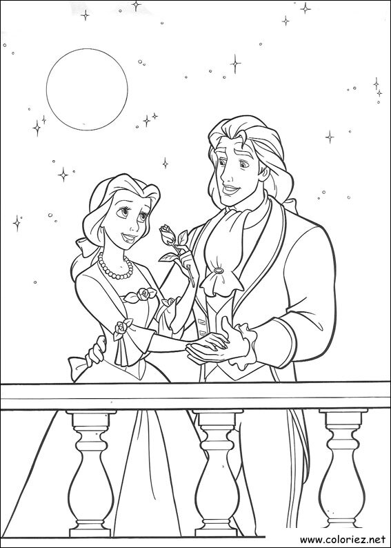 Coloriage de La Belle et la Bête à imprimer