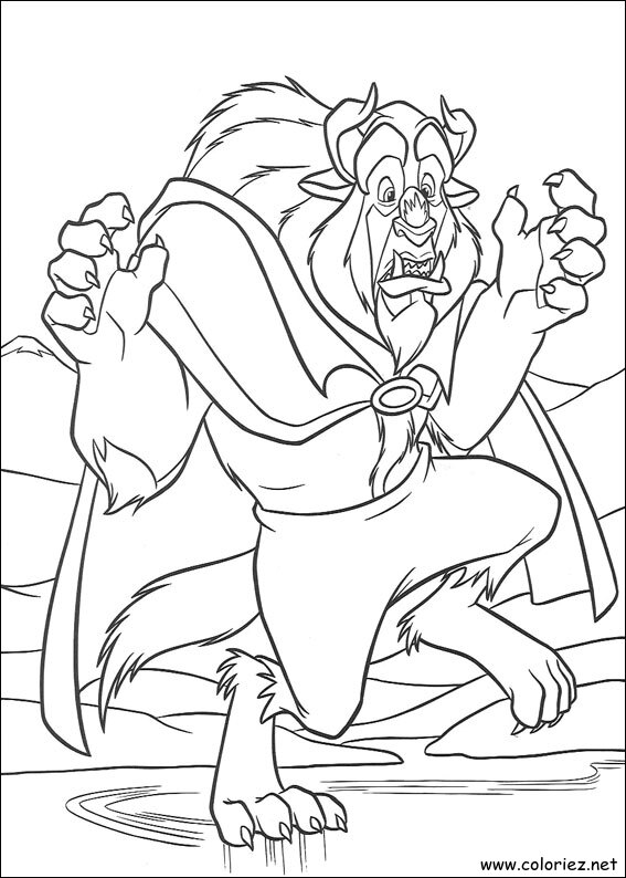 Coloriage de La Belle et la Bête à imprimer