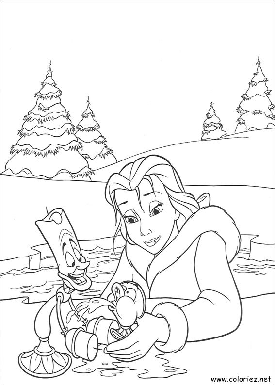 Coloriage de La Belle et la Bête à imprimer
