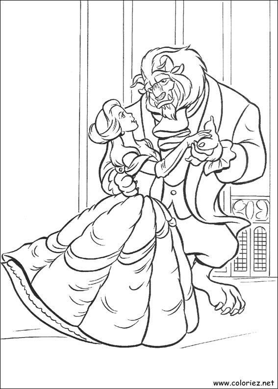 Coloriage de La Belle et la Bête à imprimer