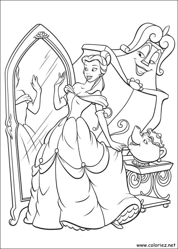 Coloriage de La Belle et la Bête à imprimer