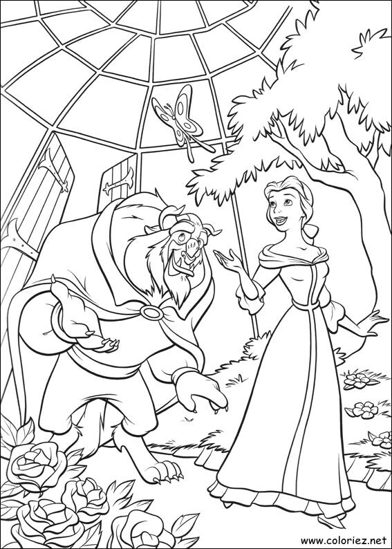 Coloriage de La Belle et la Bête à imprimer