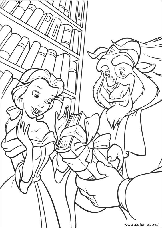 Coloriage de La Belle et la Bête à imprimer