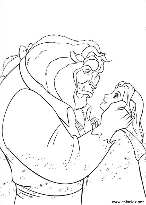 Coloriage de La Belle et la Bête à imprimer