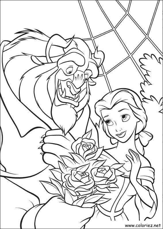 Coloriage de La Belle et la Bête à imprimer