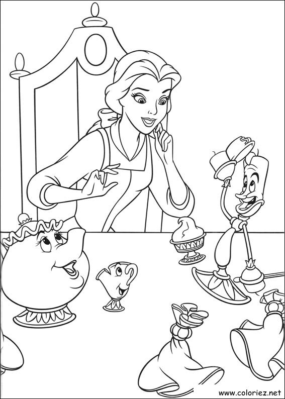 Coloriage de La Belle et la Bête à imprimer
