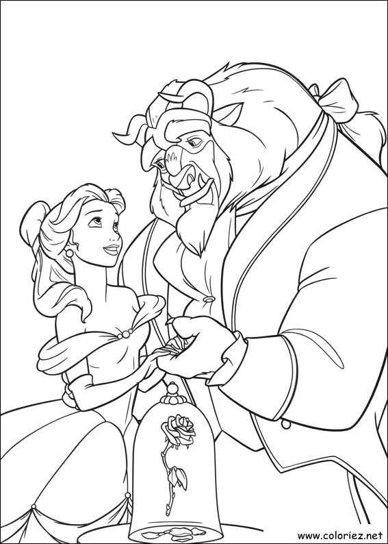 Coloriage de La Belle et la Bête à imprimer