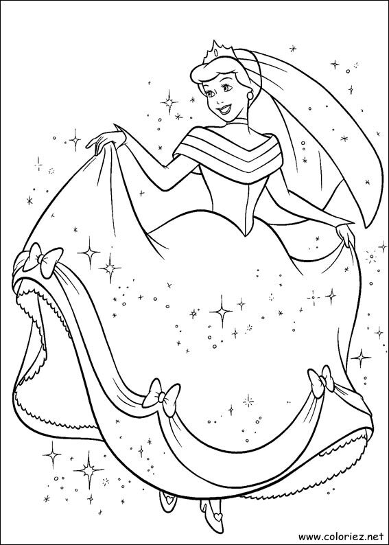 Coloriage de Cendrillon à imprimer