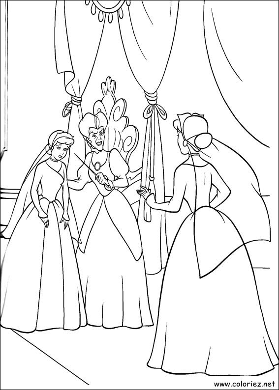 Coloriage de Cendrillon à imprimer