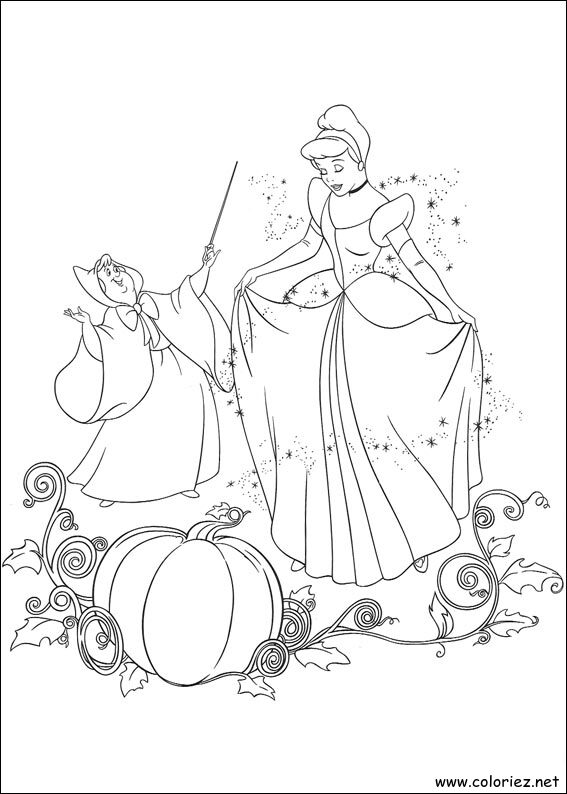 Coloriage de Cendrillon à imprimer