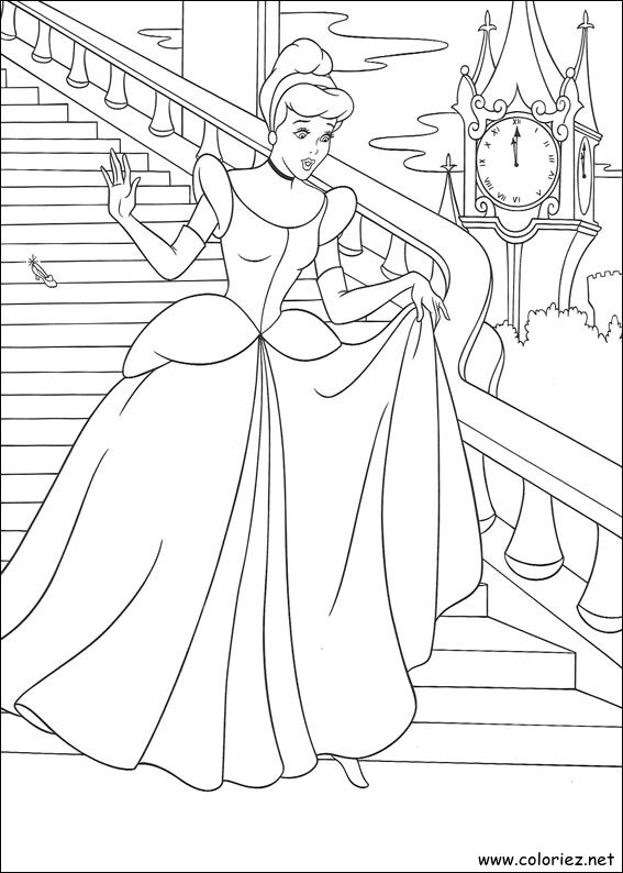 Coloriage de Cendrillon à imprimer