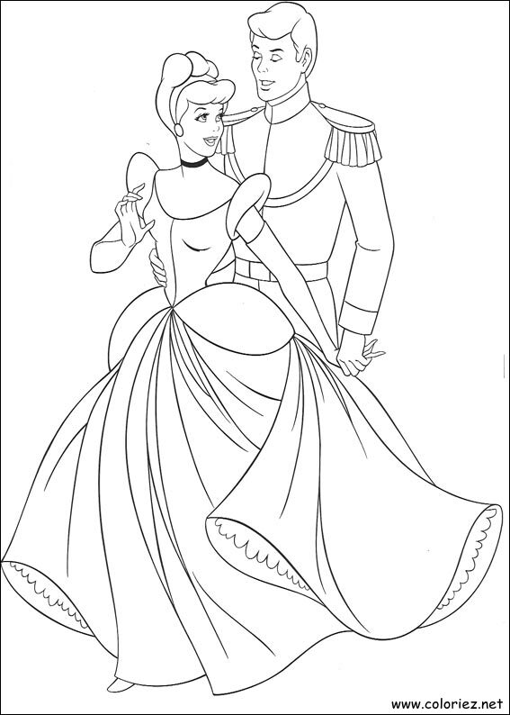 Coloriage de Cendrillon à imprimer