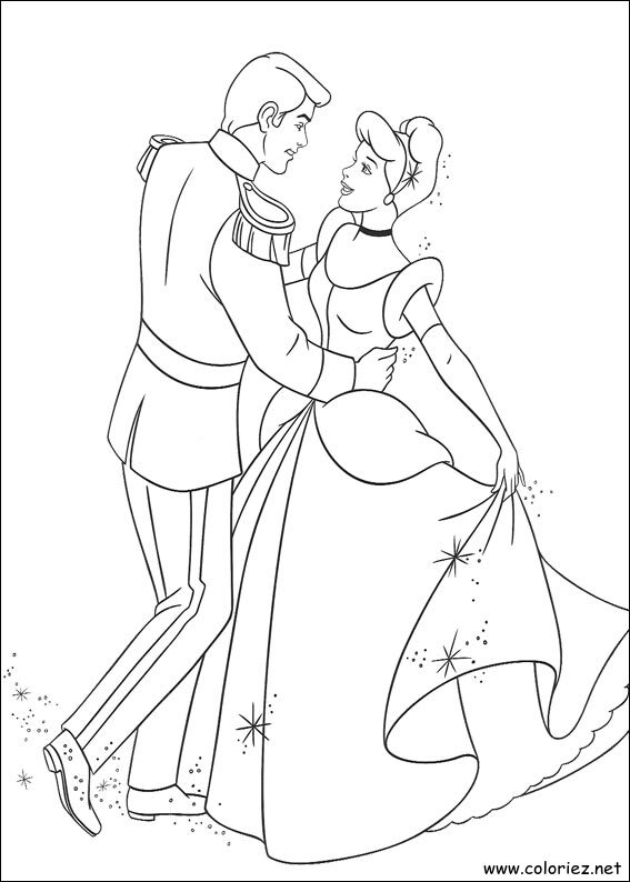 Coloriage de Cendrillon à imprimer