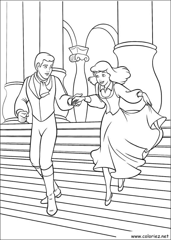 Coloriage de Cendrillon à imprimer