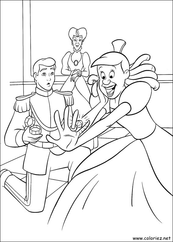 Coloriage de Cendrillon à imprimer