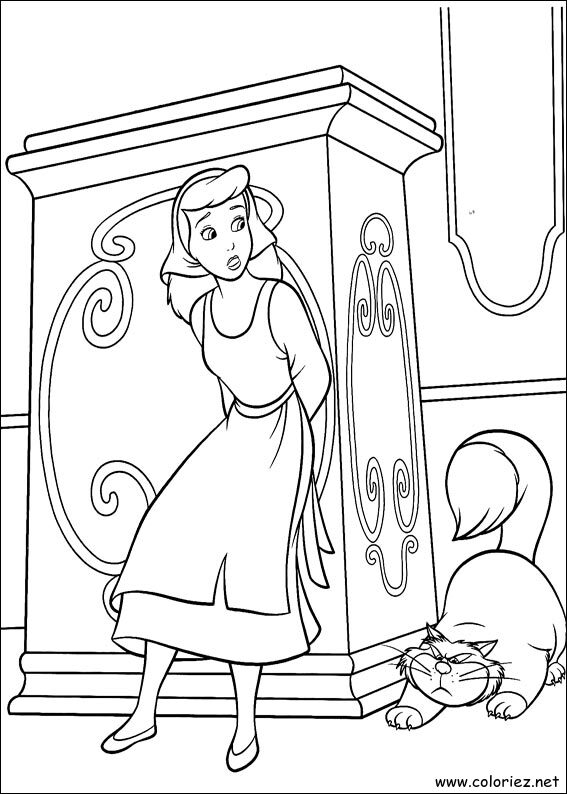 Coloriage de Cendrillon à imprimer