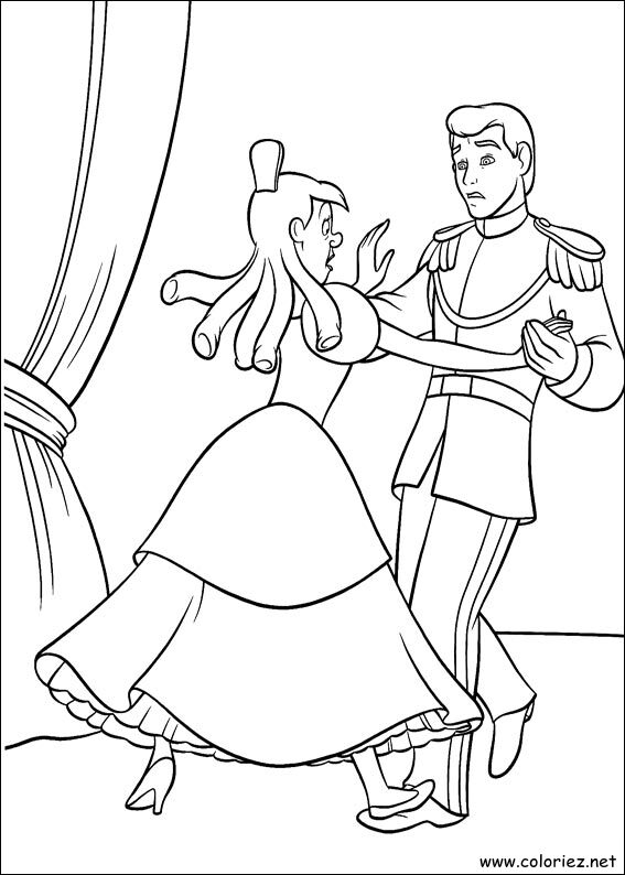 Coloriage de Cendrillon à imprimer