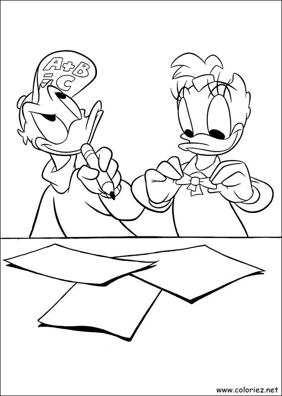 Coloriage de Donald et Daisy à imprimer