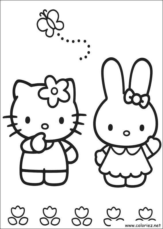 Coloriage de Hello Kitty à imprimer !