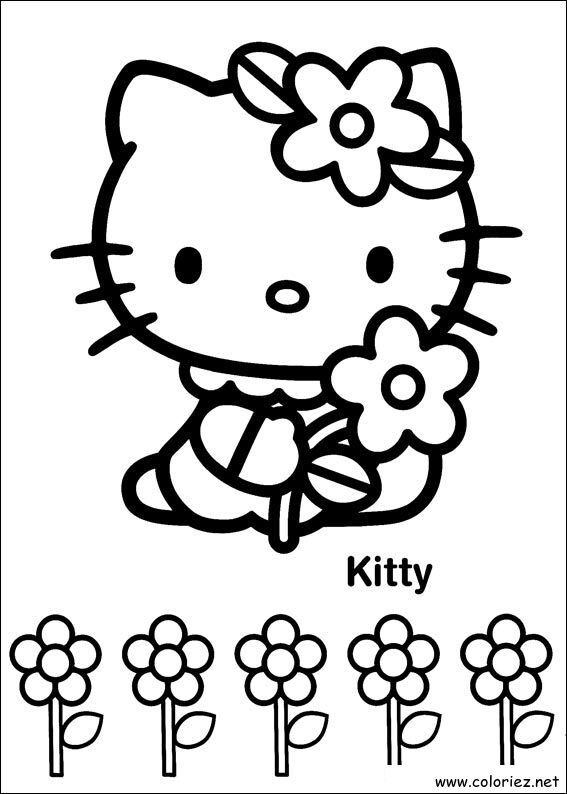 Coloriage de Hello Kitty à imprimer !
