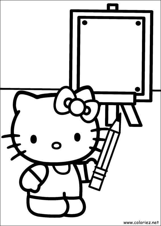Coloriage de Hello Kitty à imprimer !