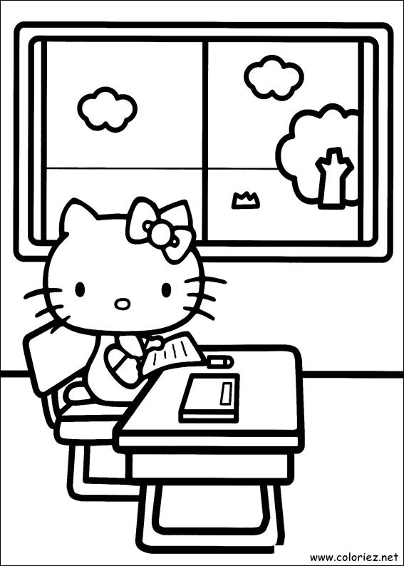 Coloriage de Hello Kitty à imprimer !