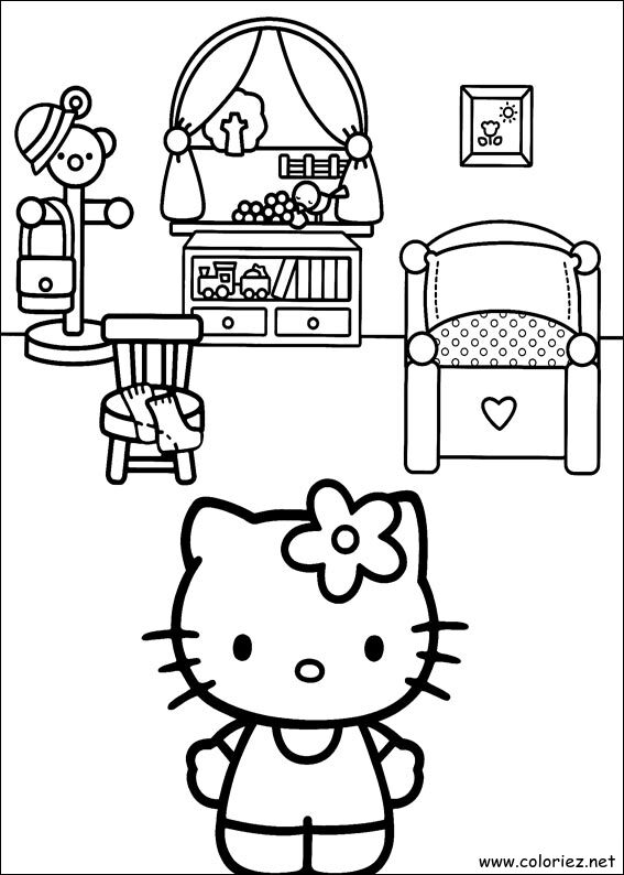Coloriage de Hello Kitty à imprimer !