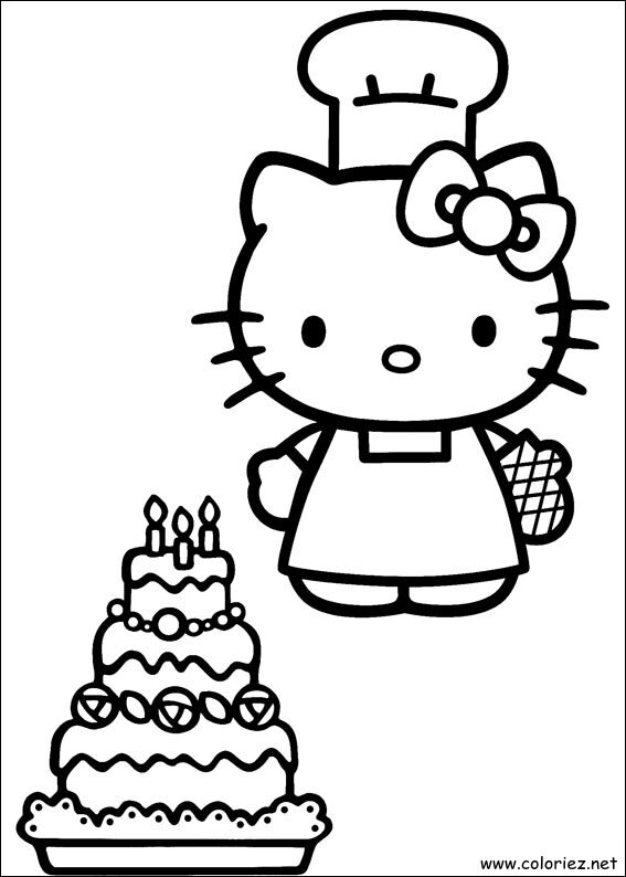 Coloriage de Hello Kitty à imprimer !