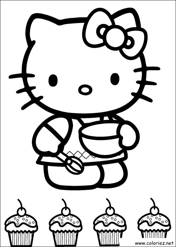 Coloriage de Hello Kitty à imprimer !
