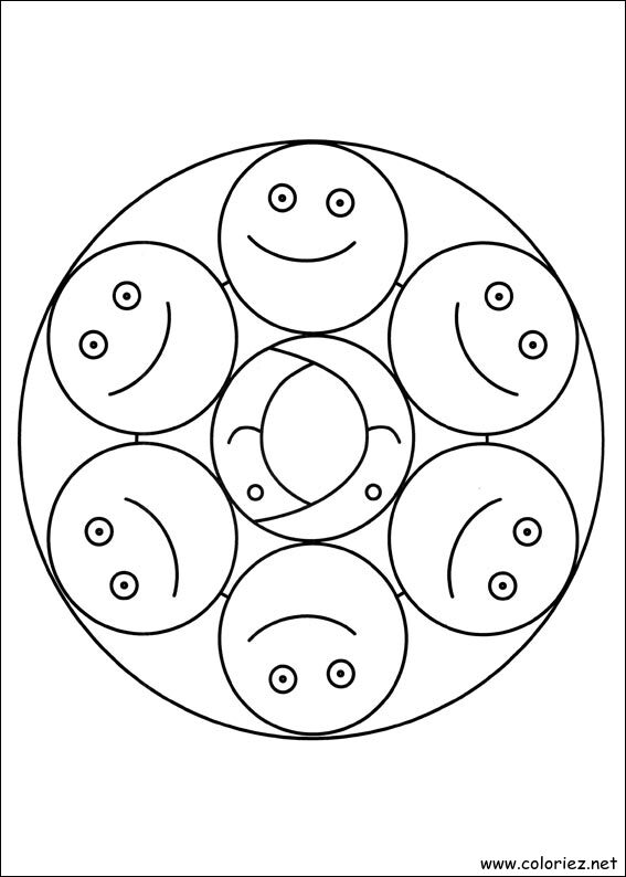 Coloriage de Mandala emoji à imprimer