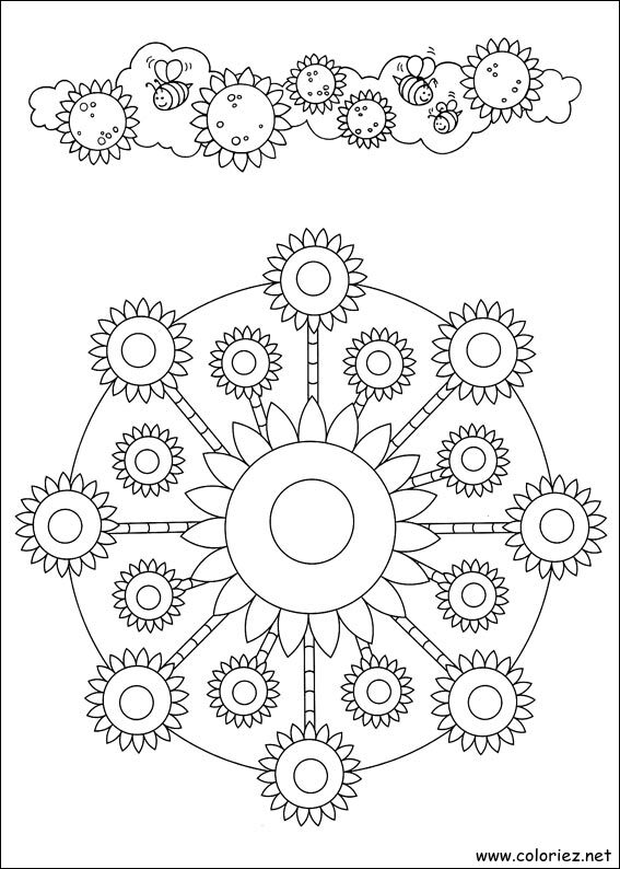 Coloriage de Mandala marguerites à imprimer