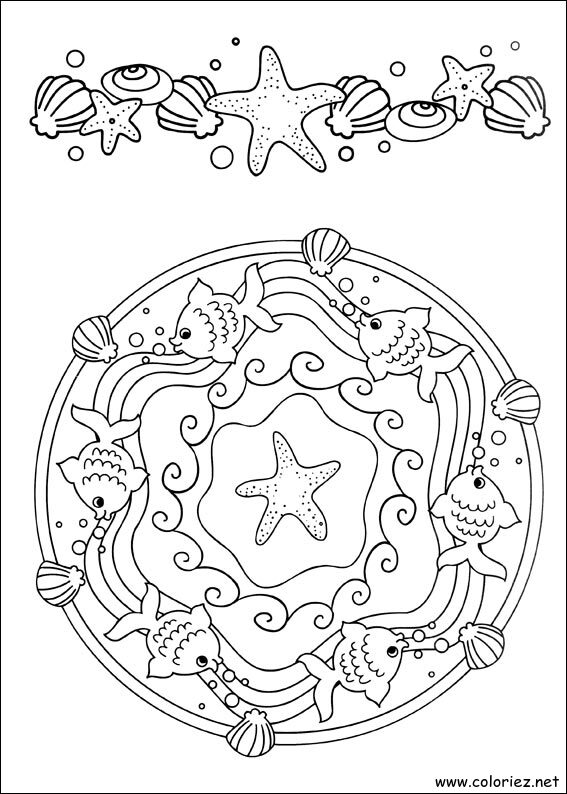 Coloriage de Mandalas de la mer à imprimer