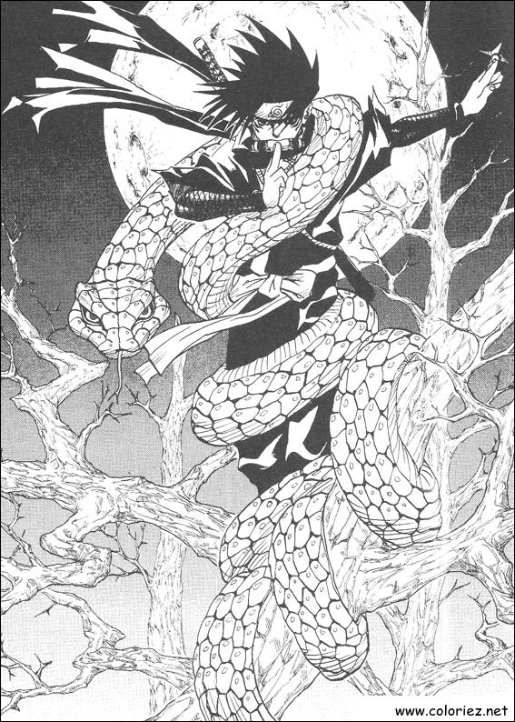 Coloriage de Naruto serpent de lune à imprimer