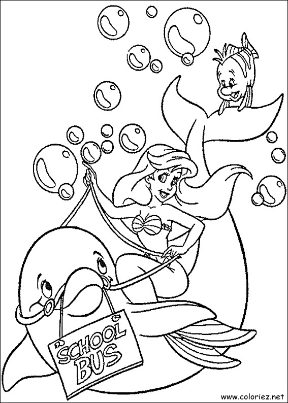 Coloriage de La Petite Sirène à imprimer !