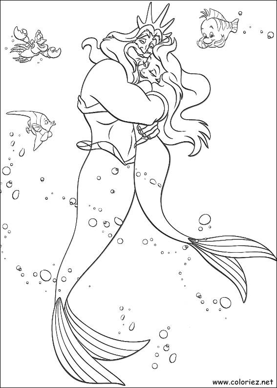 Coloriage de La Petite Sirène à imprimer !