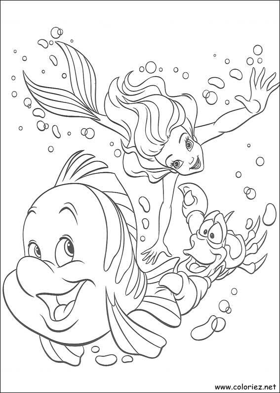Coloriage de La Petite Sirène à imprimer !