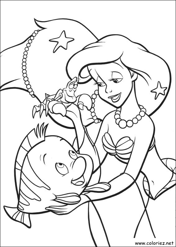 Coloriage de La Petite Sirène à imprimer !