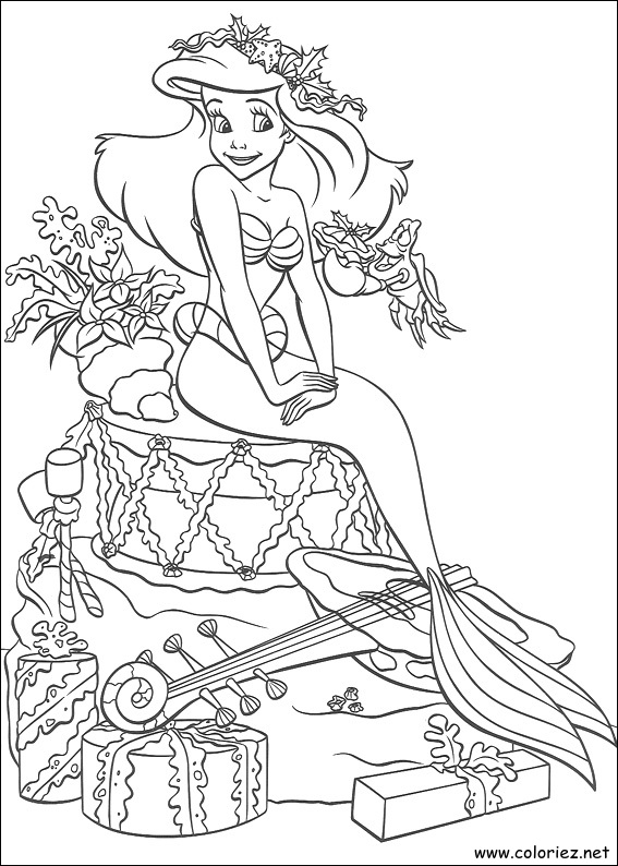 Coloriage de La Petite Sirène à imprimer !