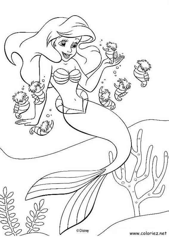 Coloriage de La Petite Sirène à imprimer !