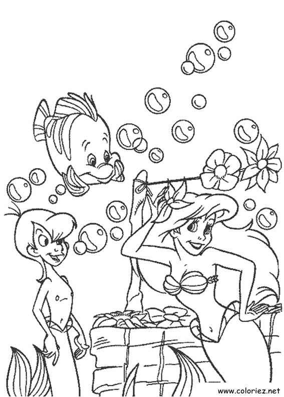 Coloriage de La Petite Sirène à imprimer !