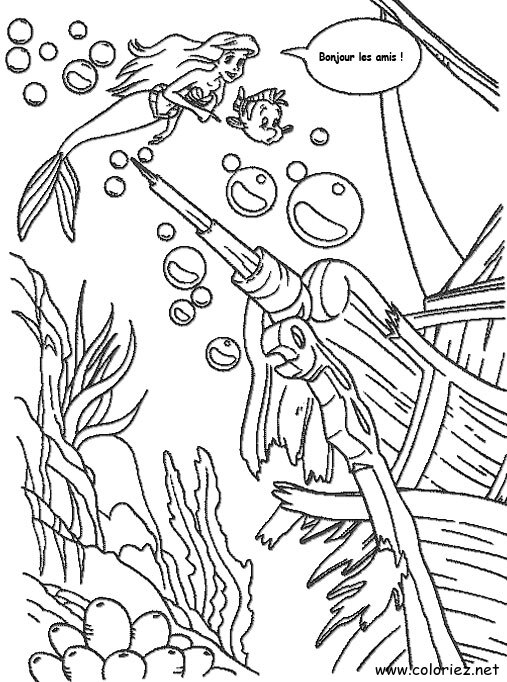 Coloriage de La Petite Sirène à imprimer !